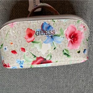 Guess Floral Logo Makeup Cosmetic Travel Pouch Organizer